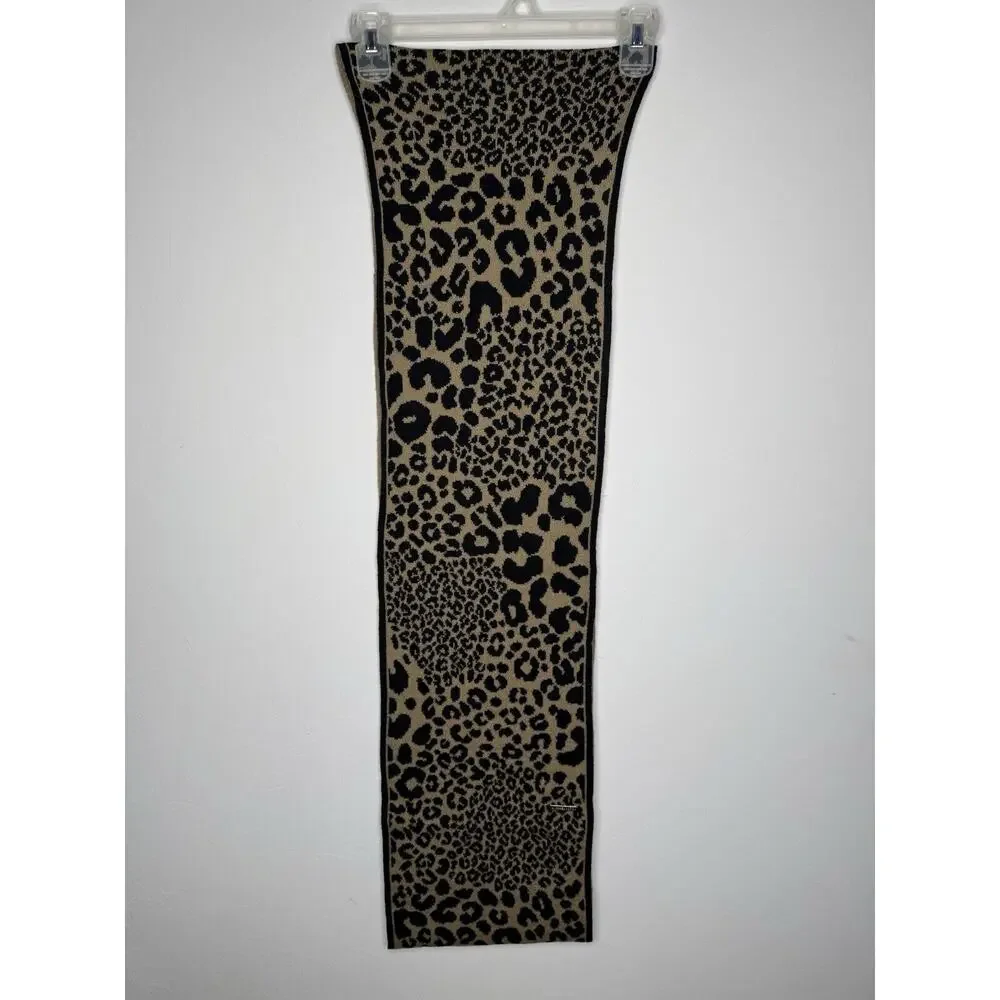 Michael Kors Womens Animal Print Knit Scarf OS‎ Infinity Loop Black Tan Winter